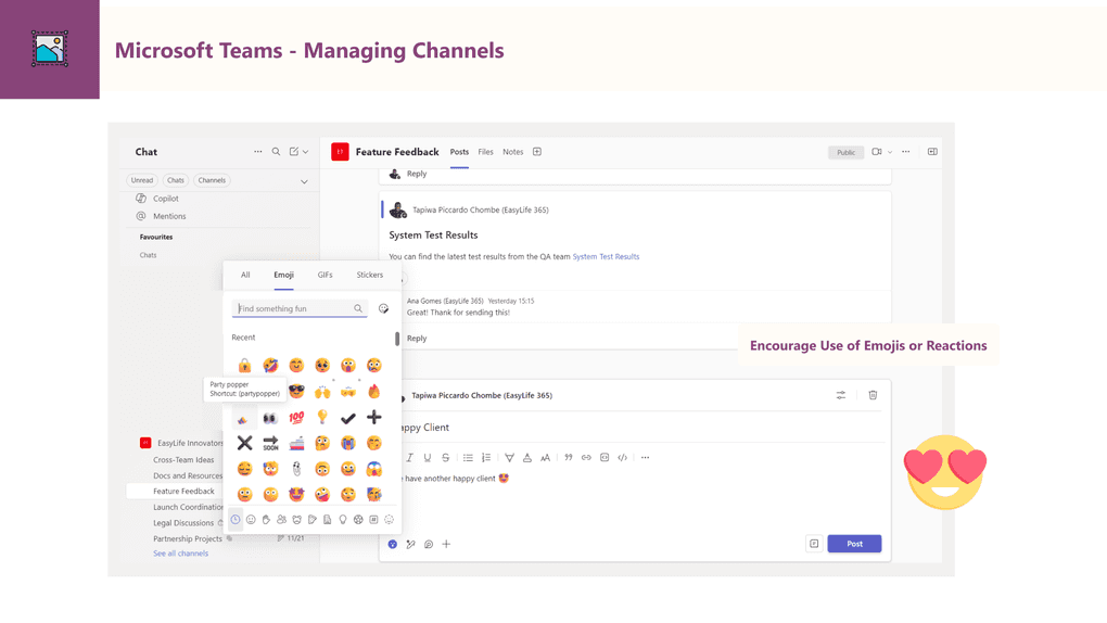 Microsoft Teams using emojis