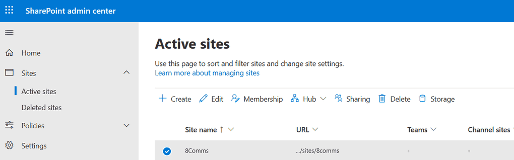 Individual site settings